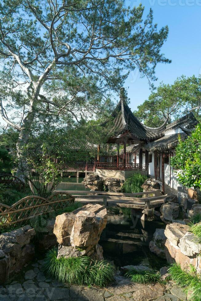 Ancient architecture in the Suzhou Garden in China. photo