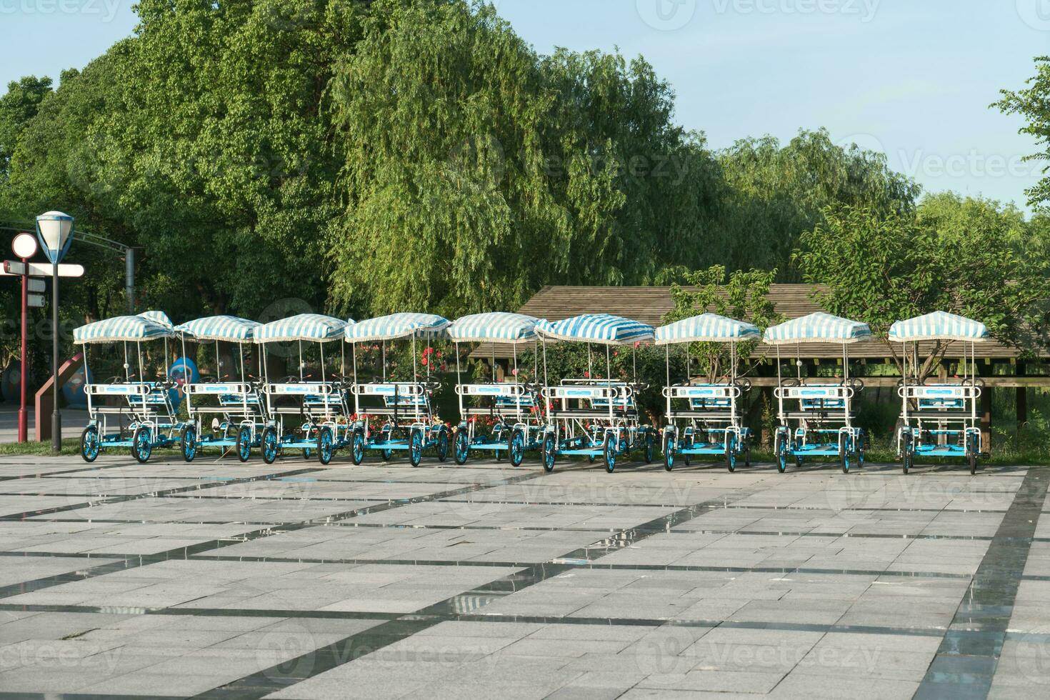 The bicycle recreational vehicle in a public park. photo