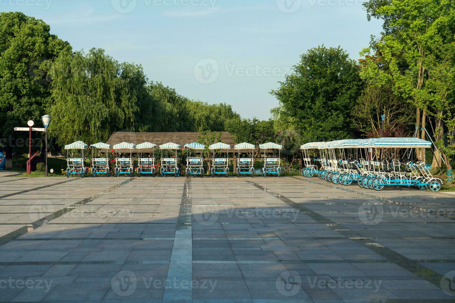 The bicycle recreational vehicle in a public park. photo