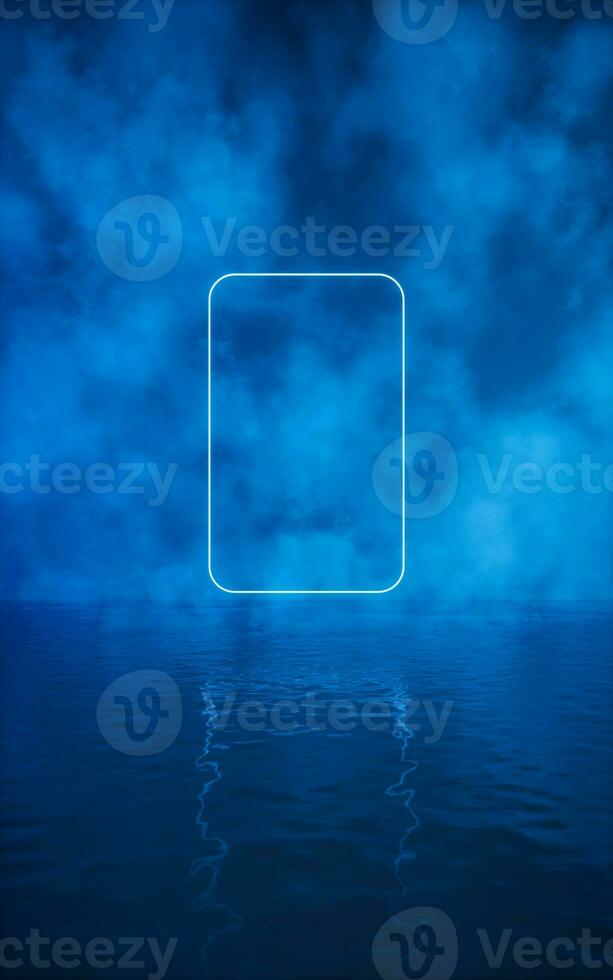 Neon line with smog background, 3d rendering. photo