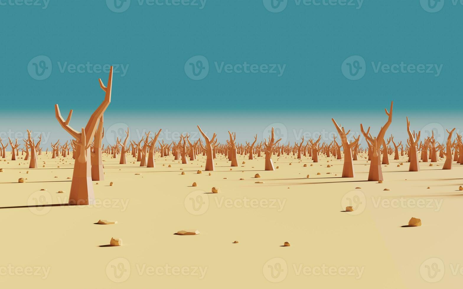 Cartoon dry trees, 3d rendering. photo