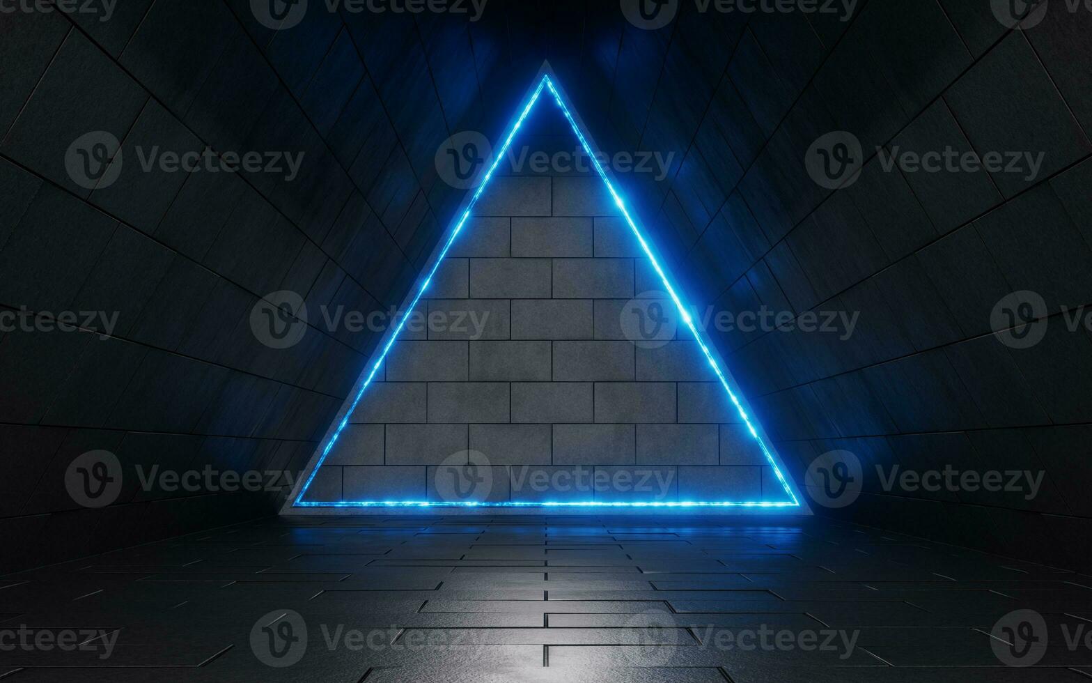Dark tunnel with brick wall, 3d rendering. photo