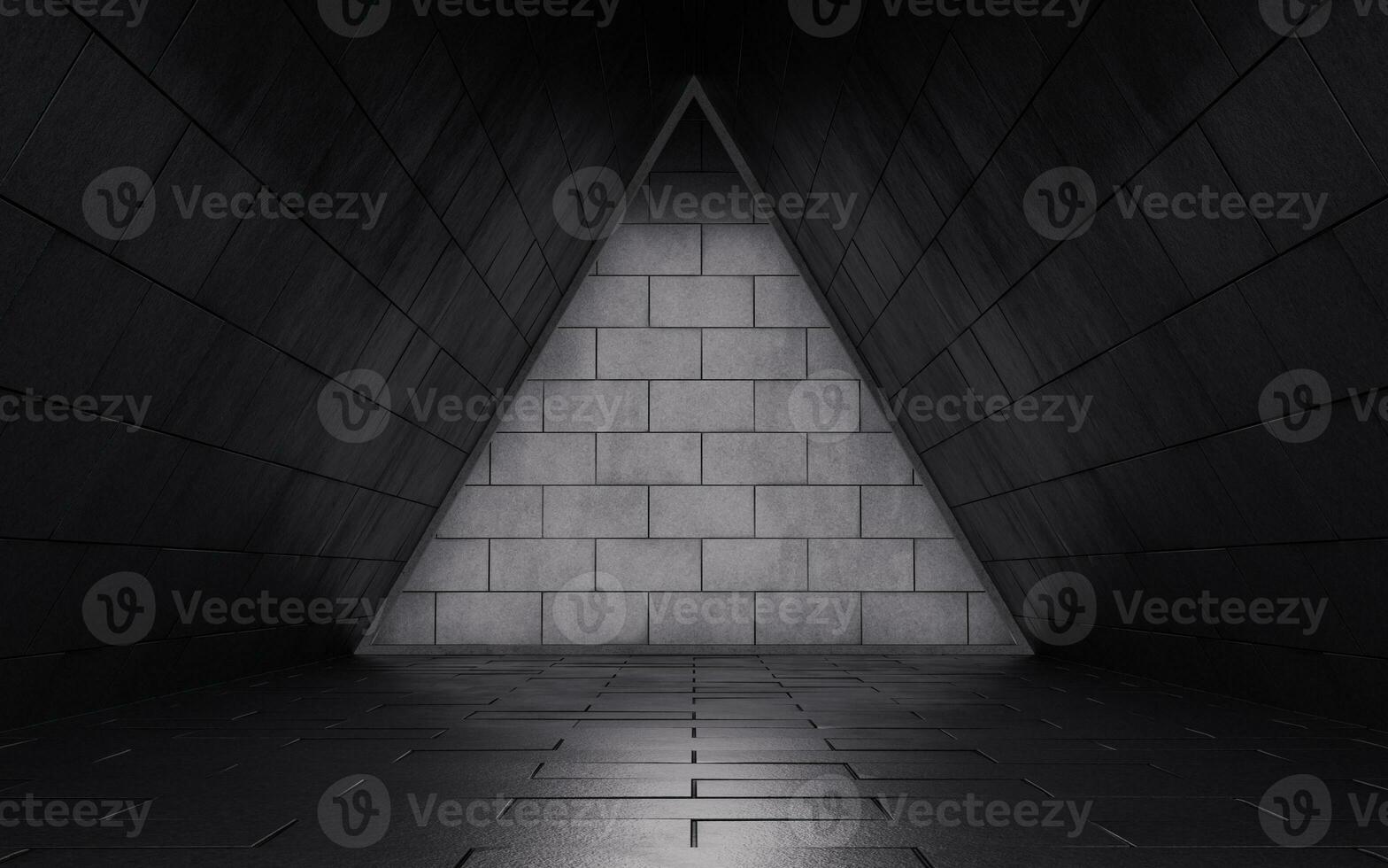 Dark tunnel with brick wall, 3d rendering. photo