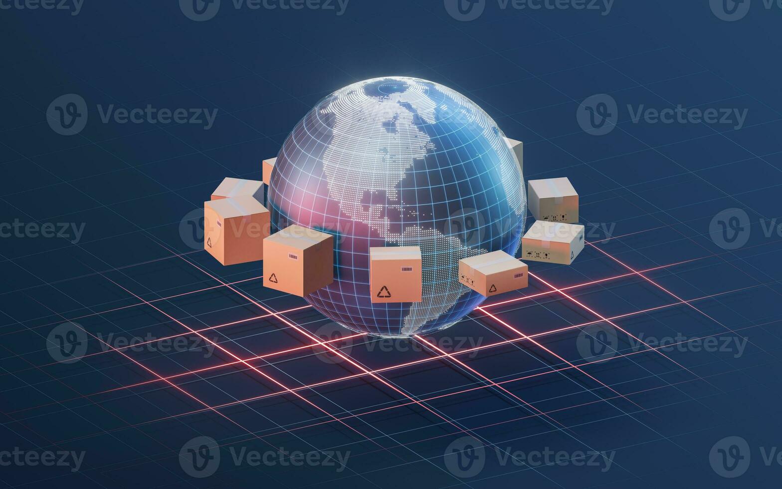 The earth and commodity logistics, 3d rendering. photo