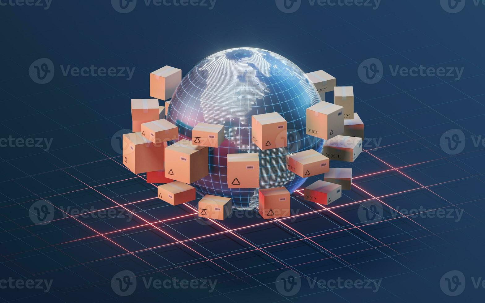 el tierra y mercancía logística, 3d representación. foto