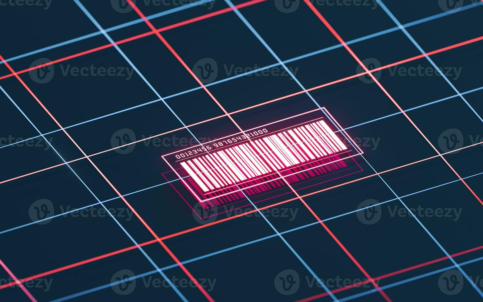 Bar code with black background, 3d rendering. photo