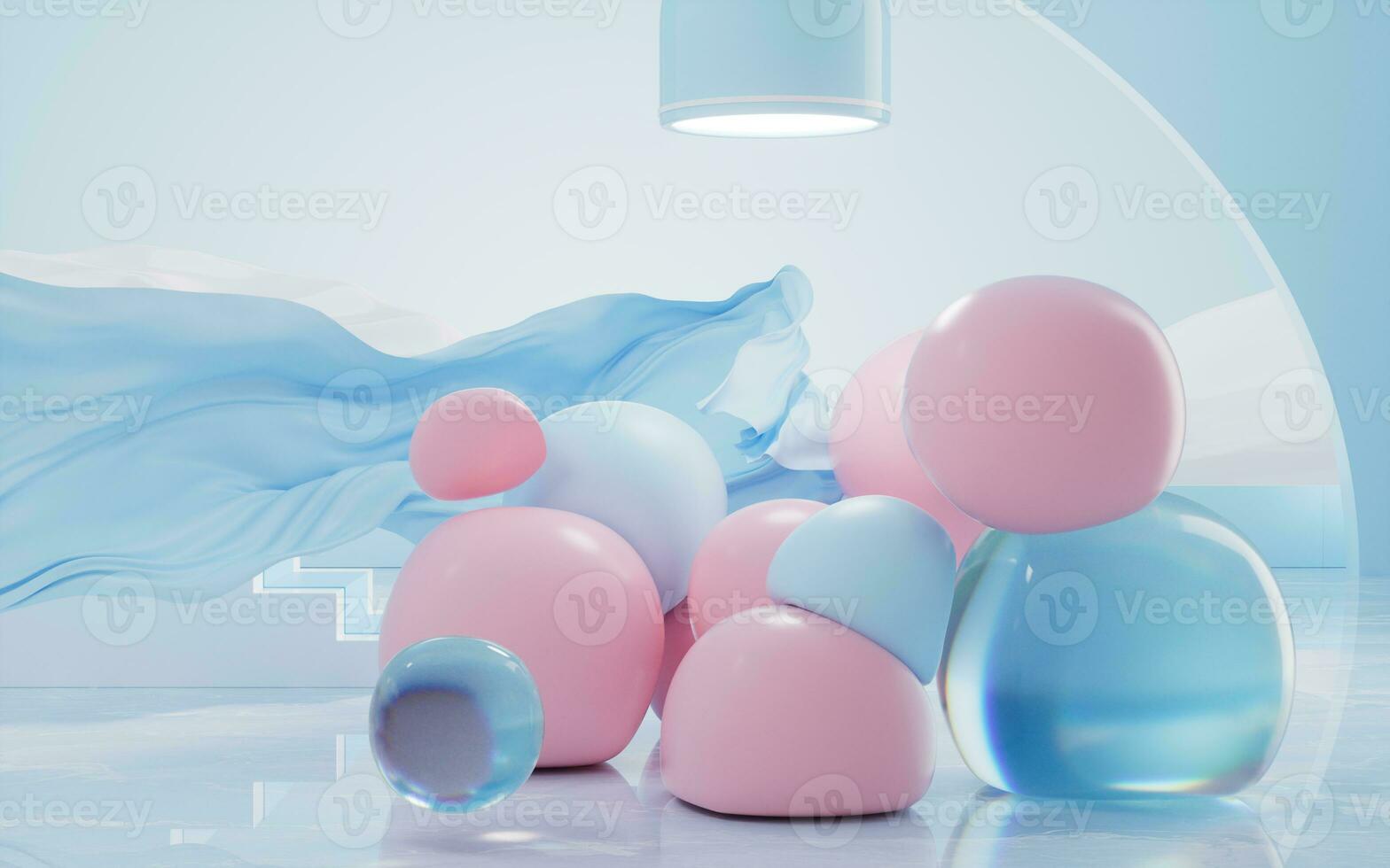 Soft balls, creative geometric background, 3d rendering. photo