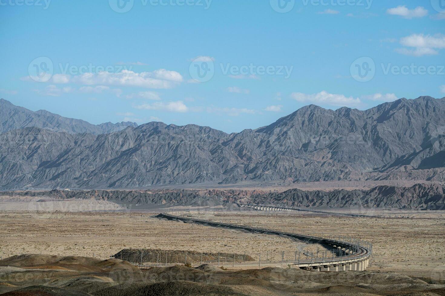 Desert and Railway, road construction. photo