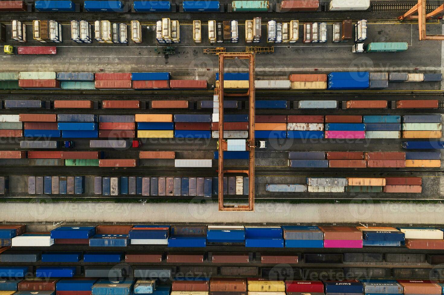 Containers and seaport, trade and logistics. photo