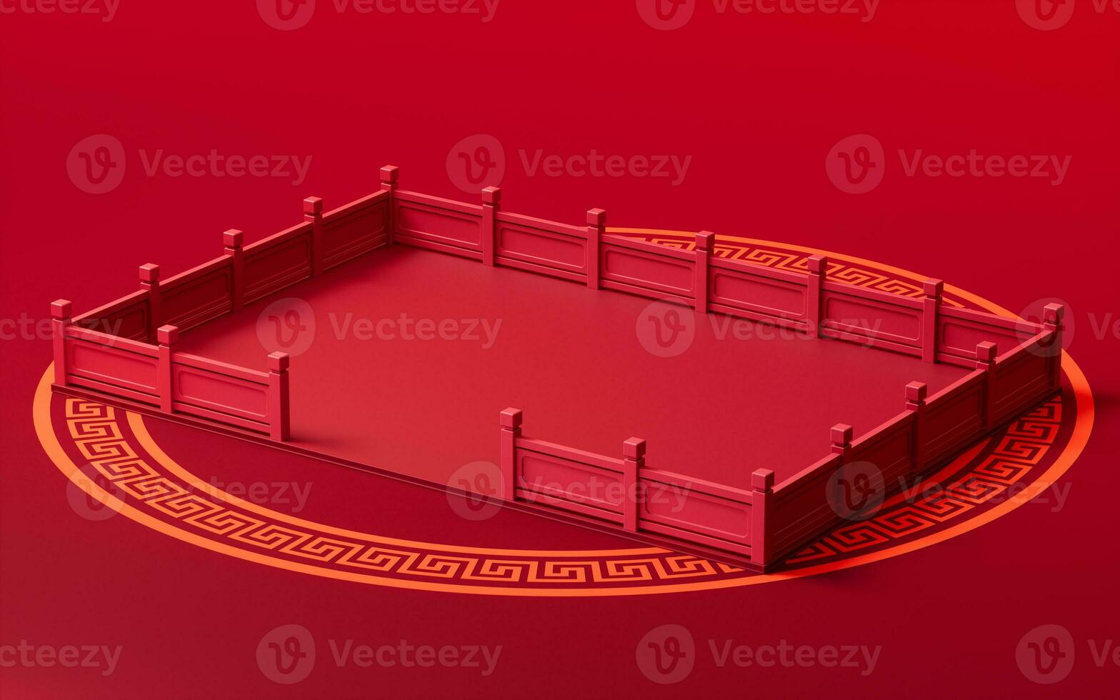 Empty stage with Chinese background, 3d rendering. photo