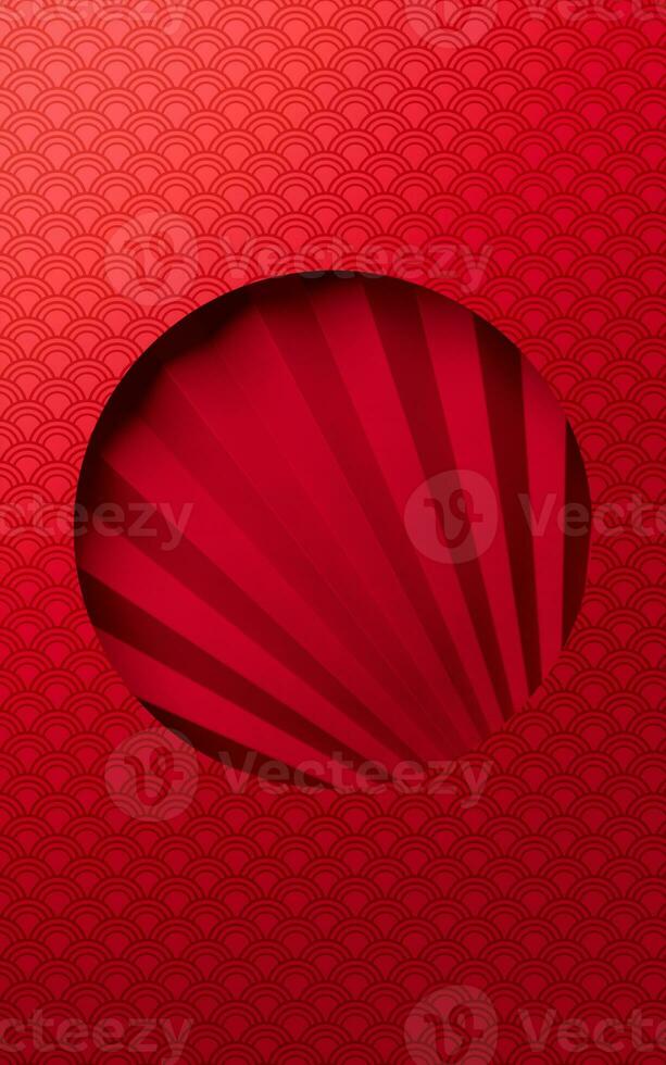 Red chinese style background, 3d rendering. photo