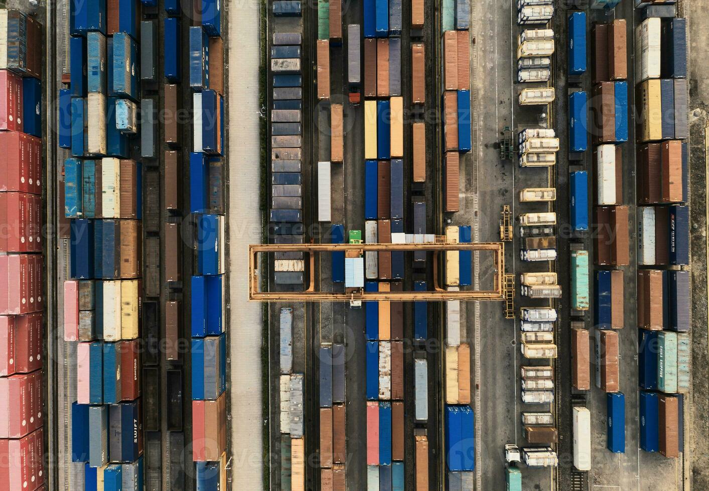 Containers and seaport, trade and logistics. photo