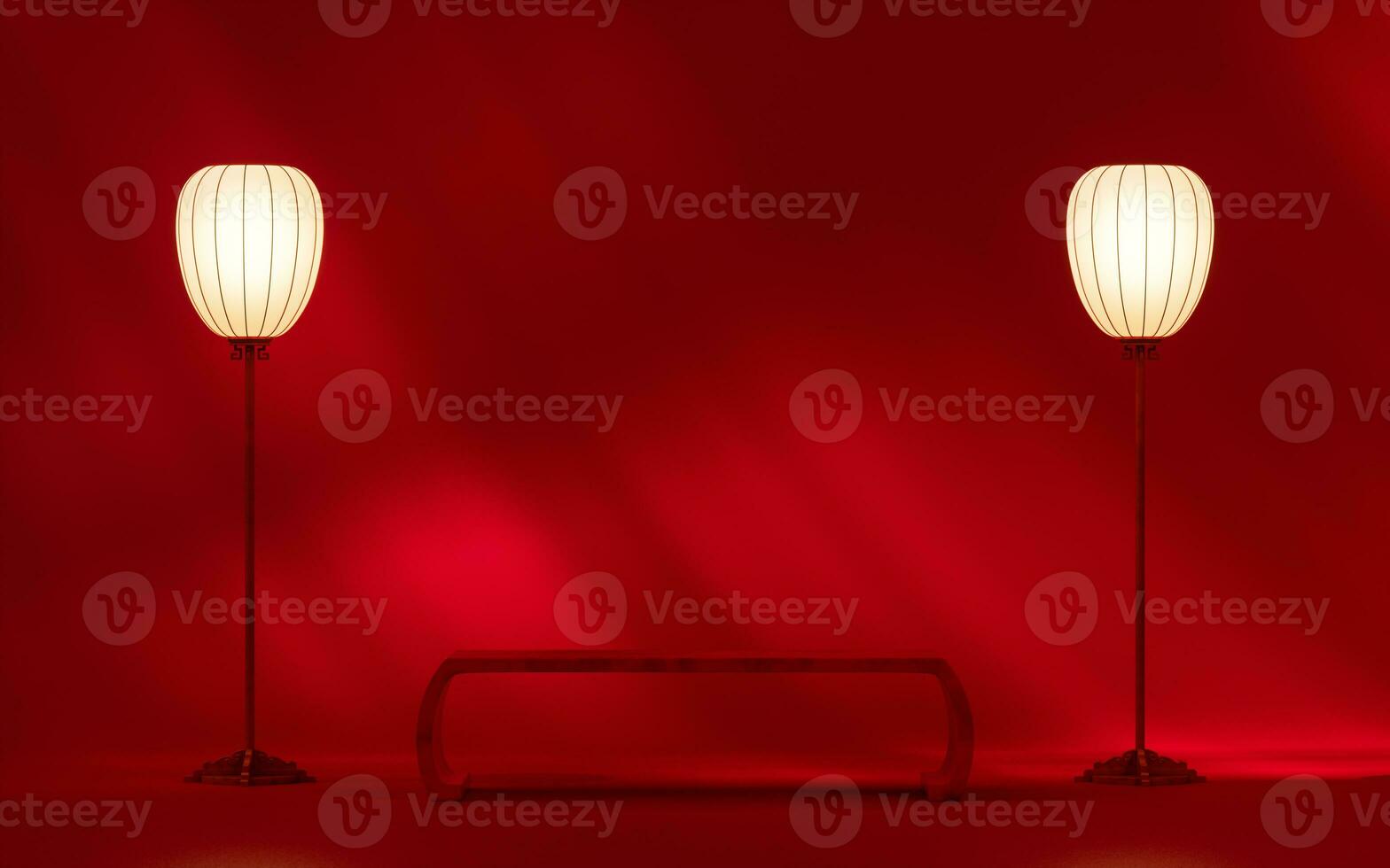 Empty stage with Chinese style background, 3d rendering. photo