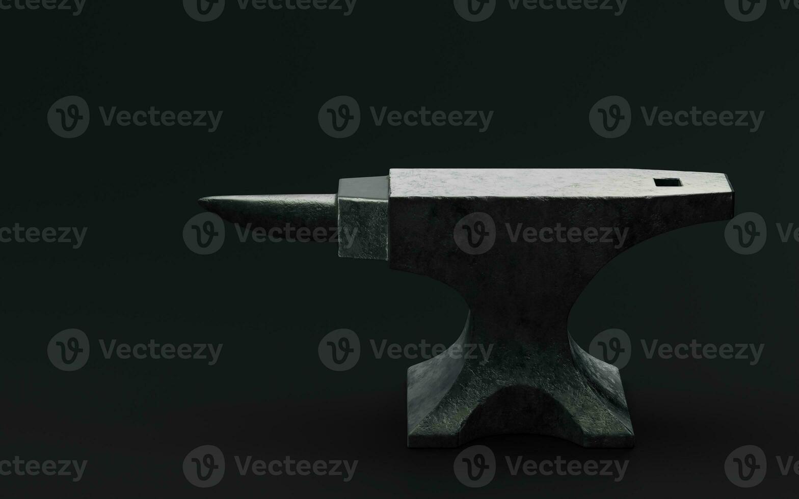 Metal anvil with black background, 3d rendering. photo