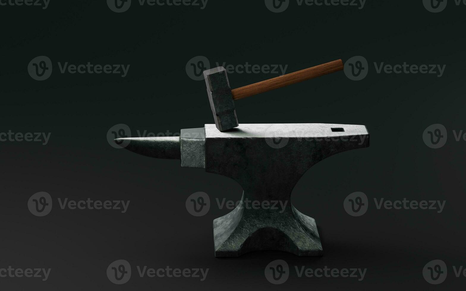 Anvil and hammer, 3d rendering. photo