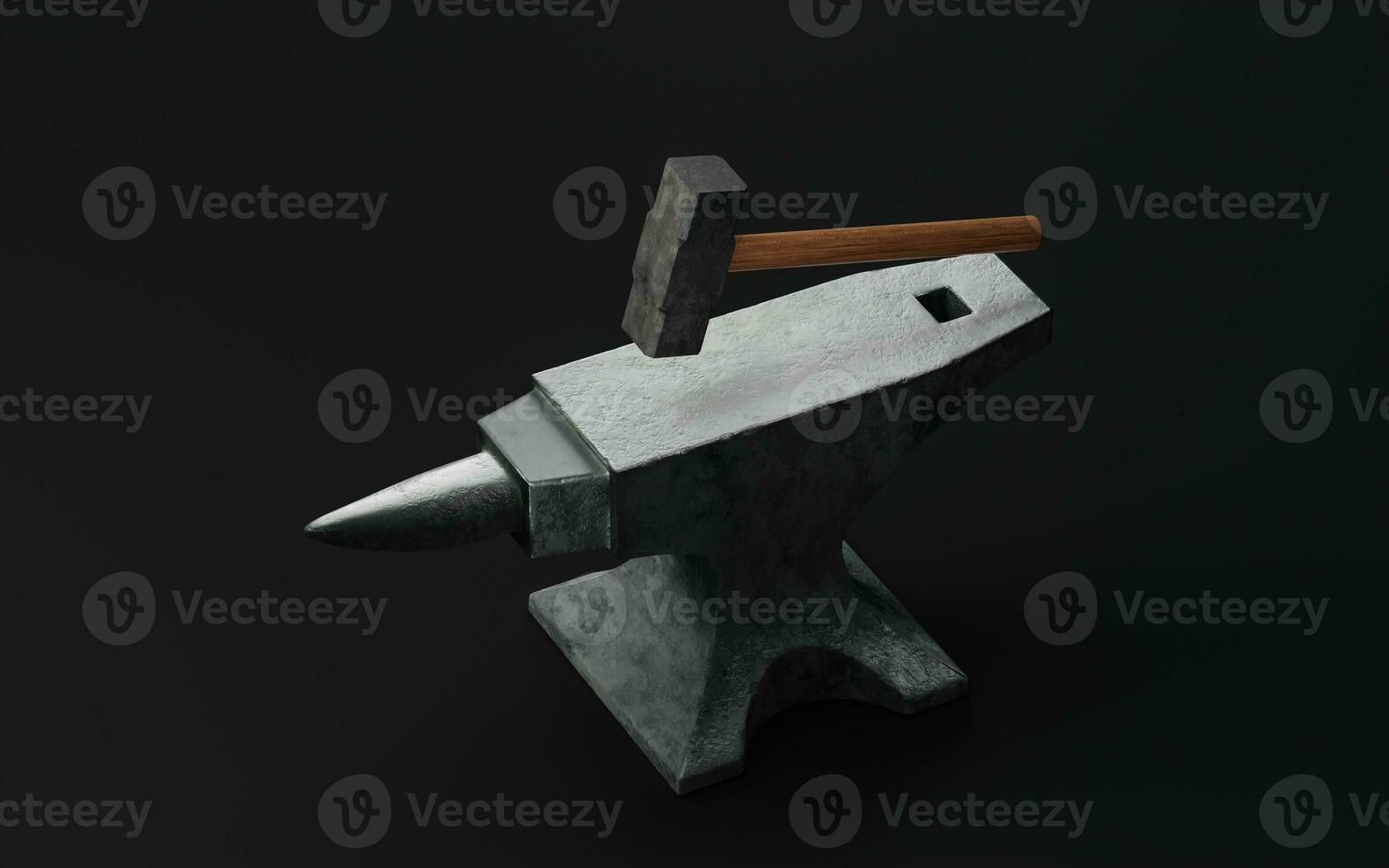 Anvil and hammer, 3d rendering. photo