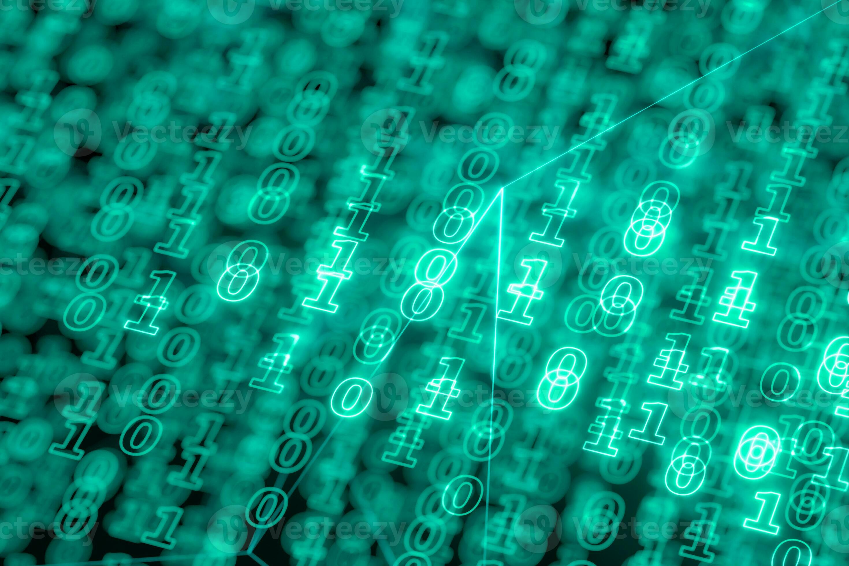 digital binario datos y transmisión binario código fondo, 3d ...