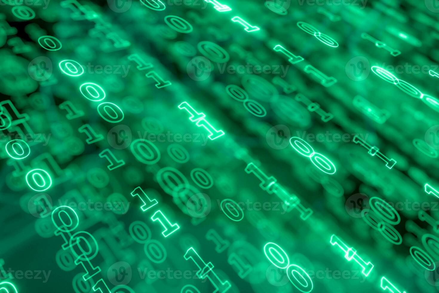 Digital binary data and streaming binary code background, 3d rendering. photo