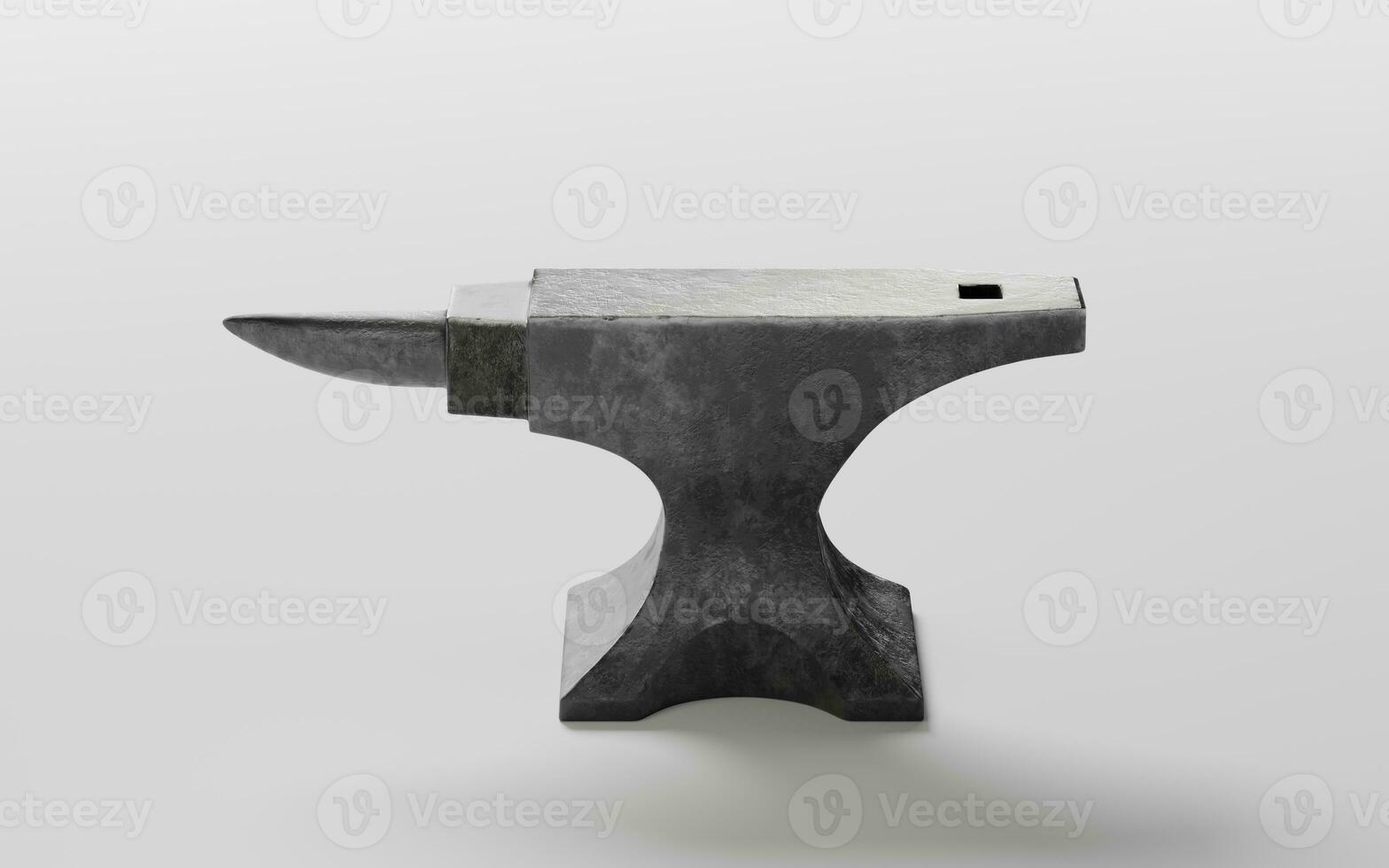 Metal anvil with black background, 3d rendering. photo