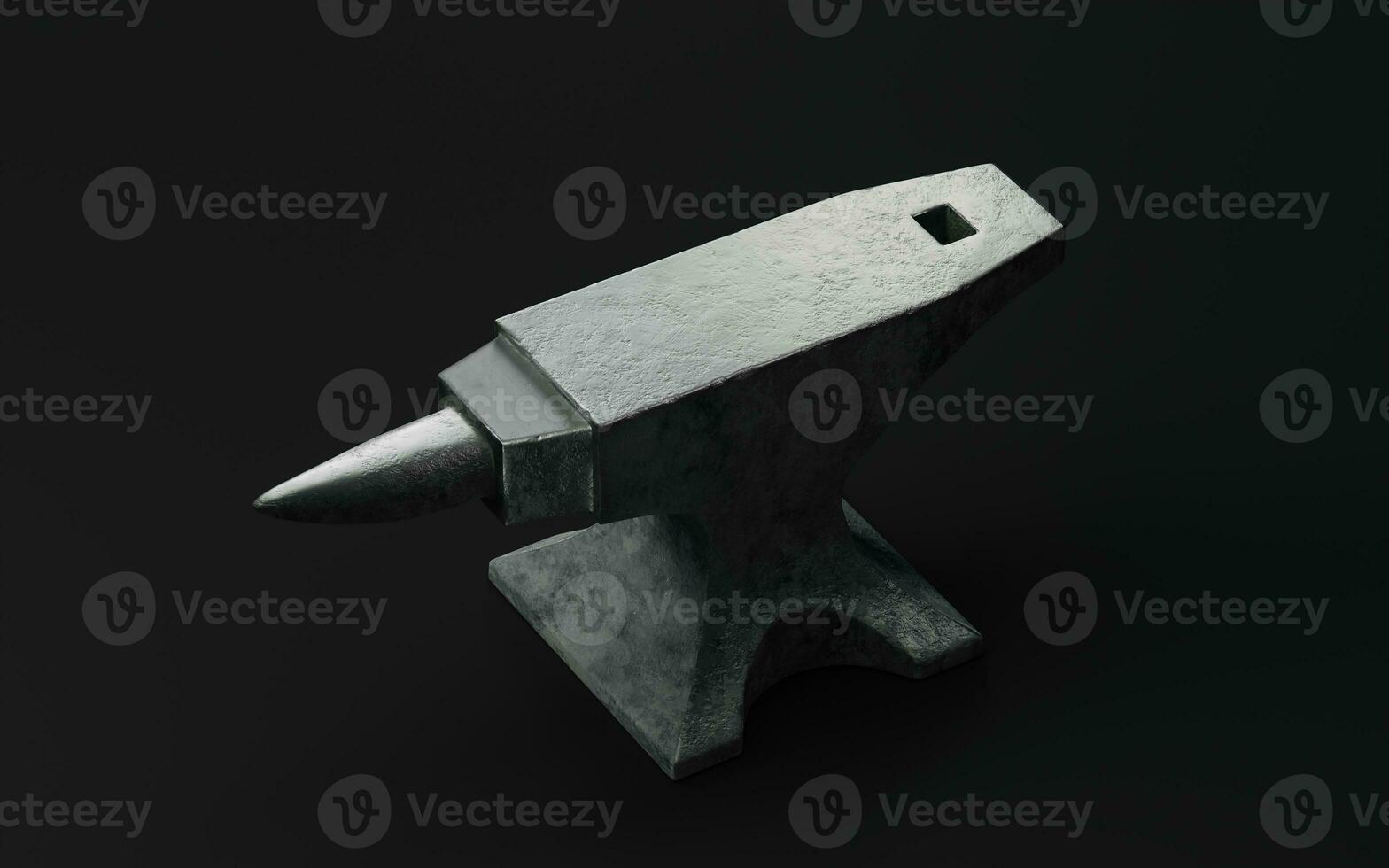 Metal anvil with black background, 3d rendering. photo