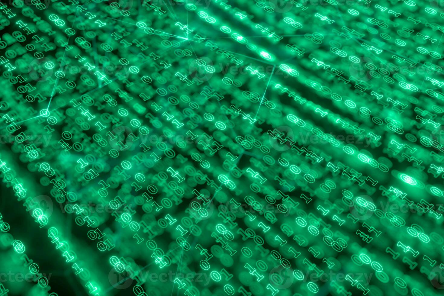 Digital binary data and streaming binary code background, 3d rendering. photo