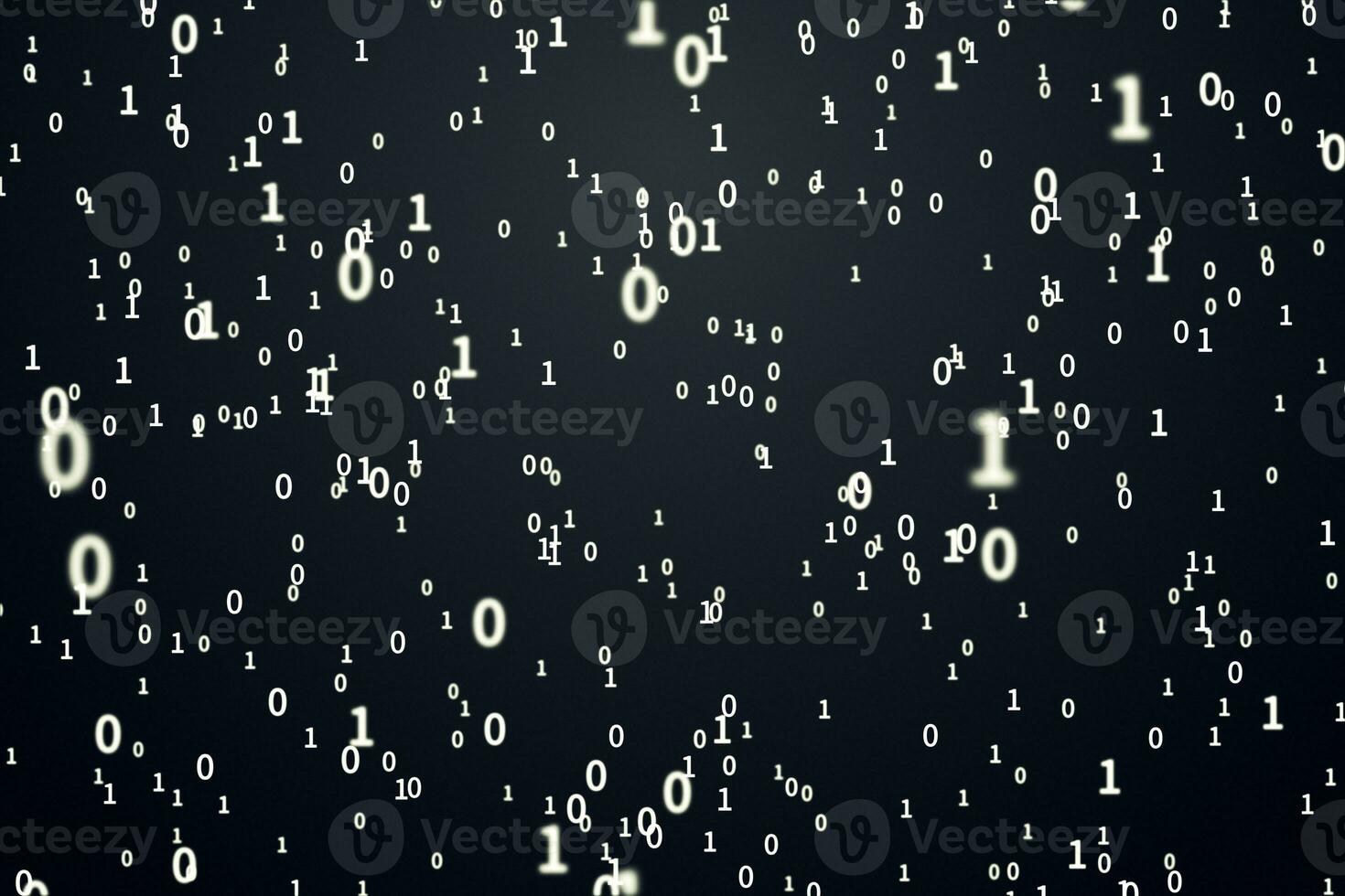 binario codificación números esparcimiento en oscuro fondo, 3d representación. foto
