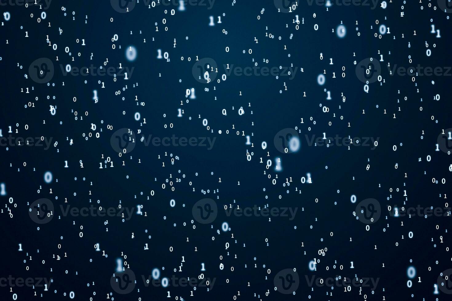 Binary coding numbers scatting on dark background, 3d rendering. photo