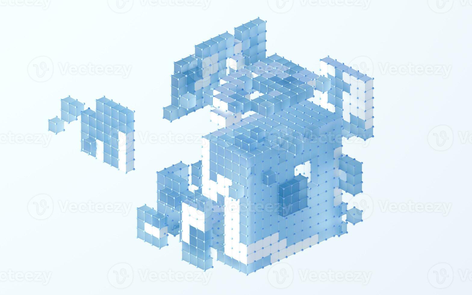 Translucent gradients cubes and spheres, 3d rendering. photo