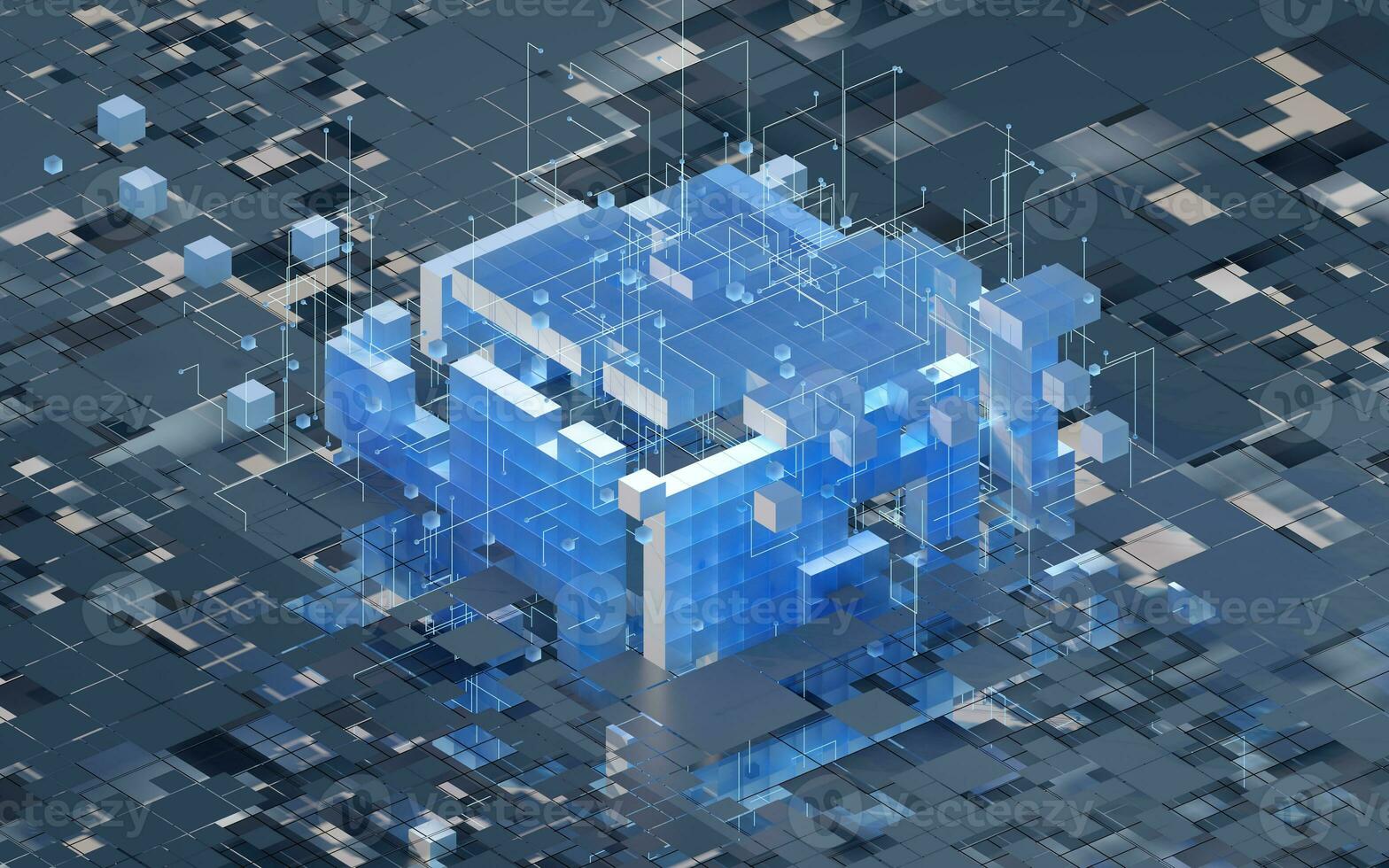 Translucent gradients cubes and materials, 3d rendering. photo