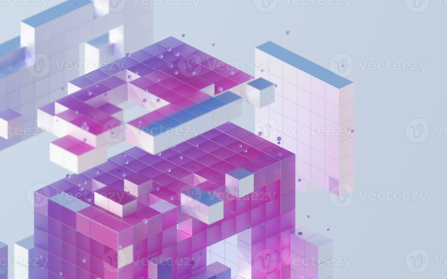 Translucent gradients cubes and materials, 3d rendering. photo