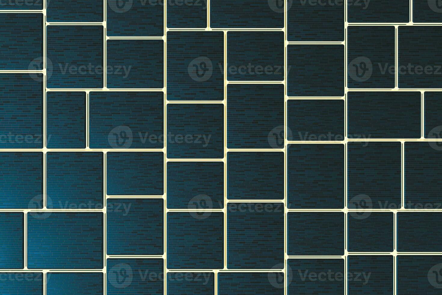 Tile cubes with golden glowing gap, 3d rendering. photo