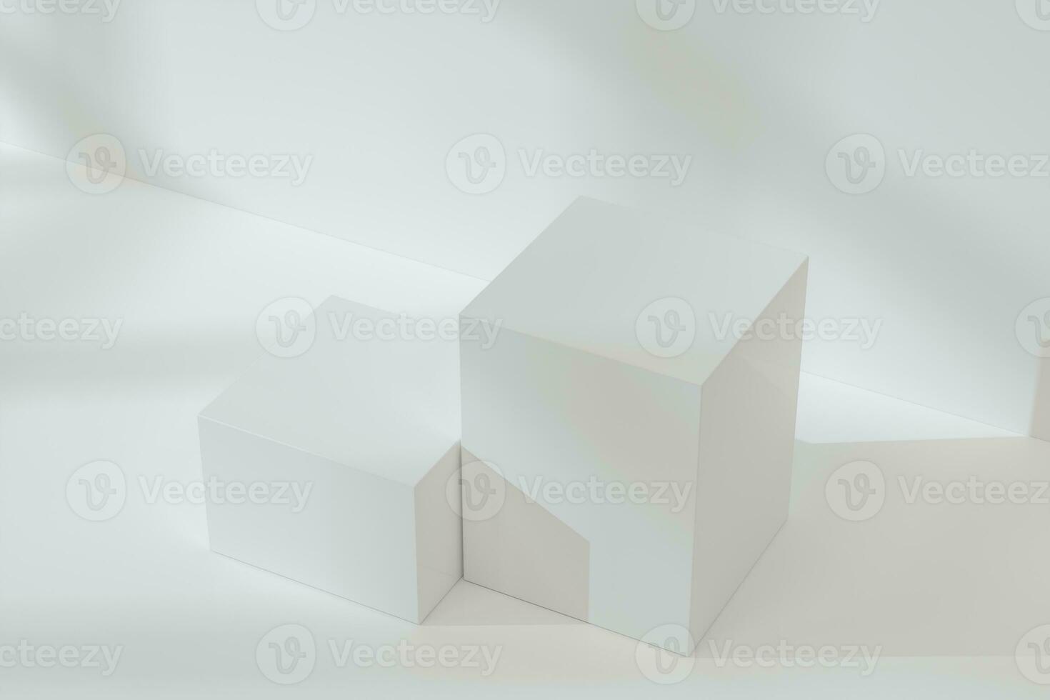 White cubic podium on the floor, 3d rendering. photo