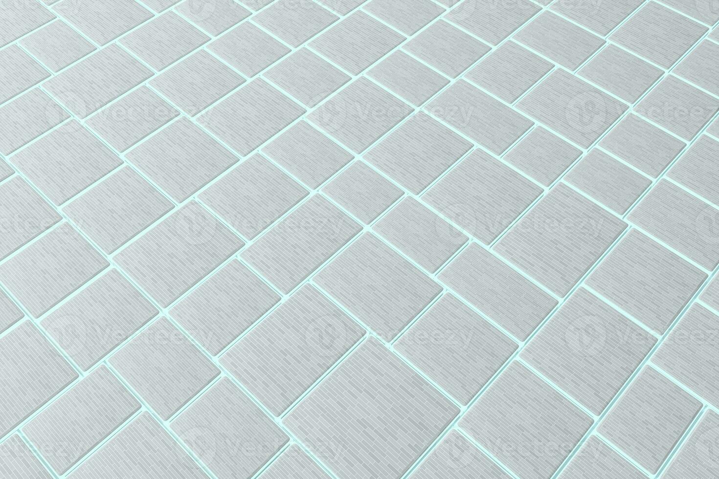 Gray tile cubes floor with cyan gap, 3d rendering. photo