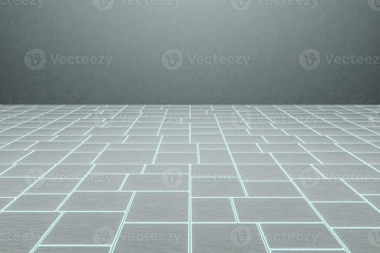 Corner floor with tile cube floor, 3d rendering. photo