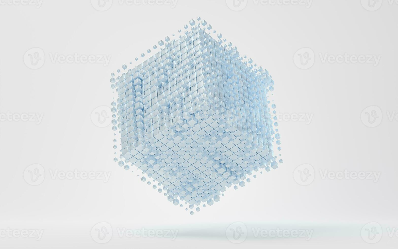 Abstract cube shape, cube geometry, 3d rendering. photo