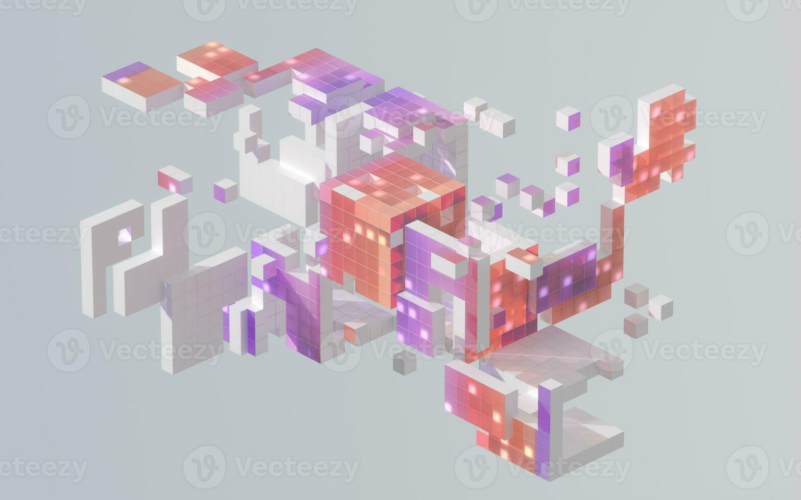 Translucent gradients cubes and materials, 3d rendering. photo