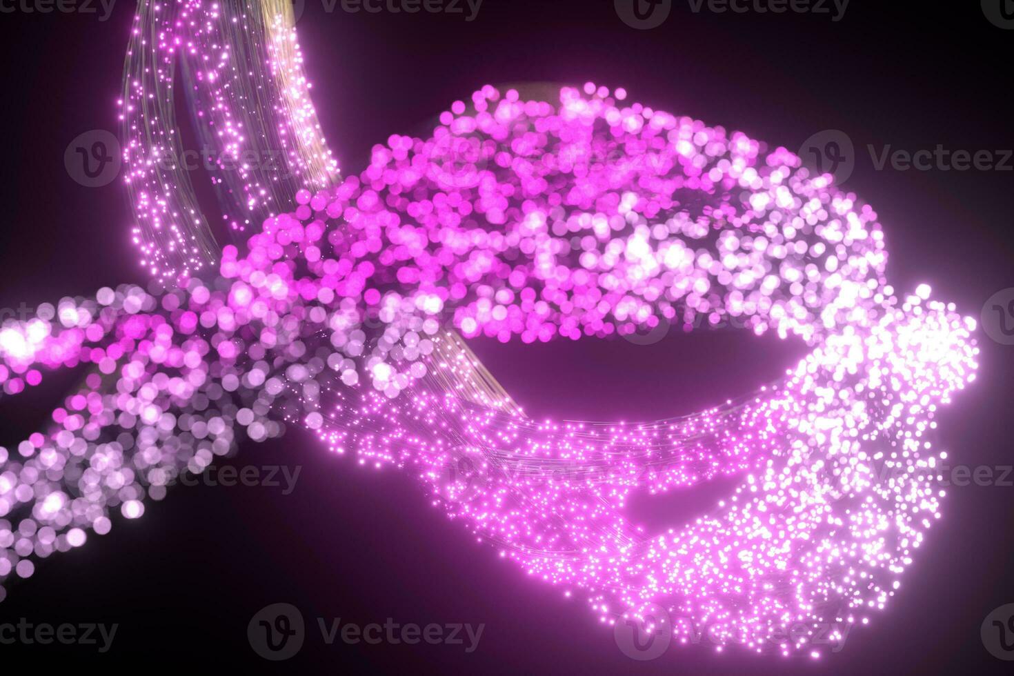 Glowing purple particles and motion lines, 3d rendering. photo