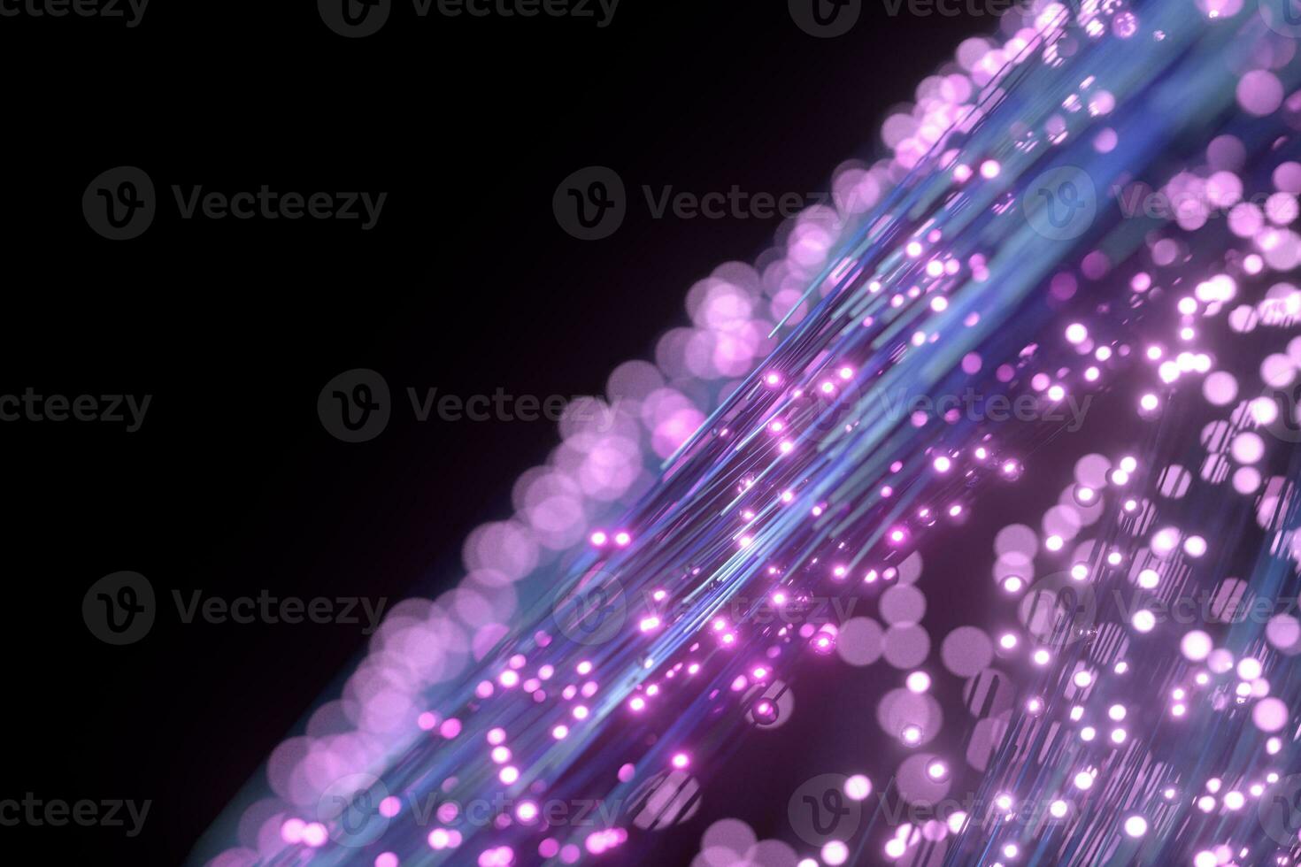 Glowing purple particles and motion lines, 3d rendering. photo