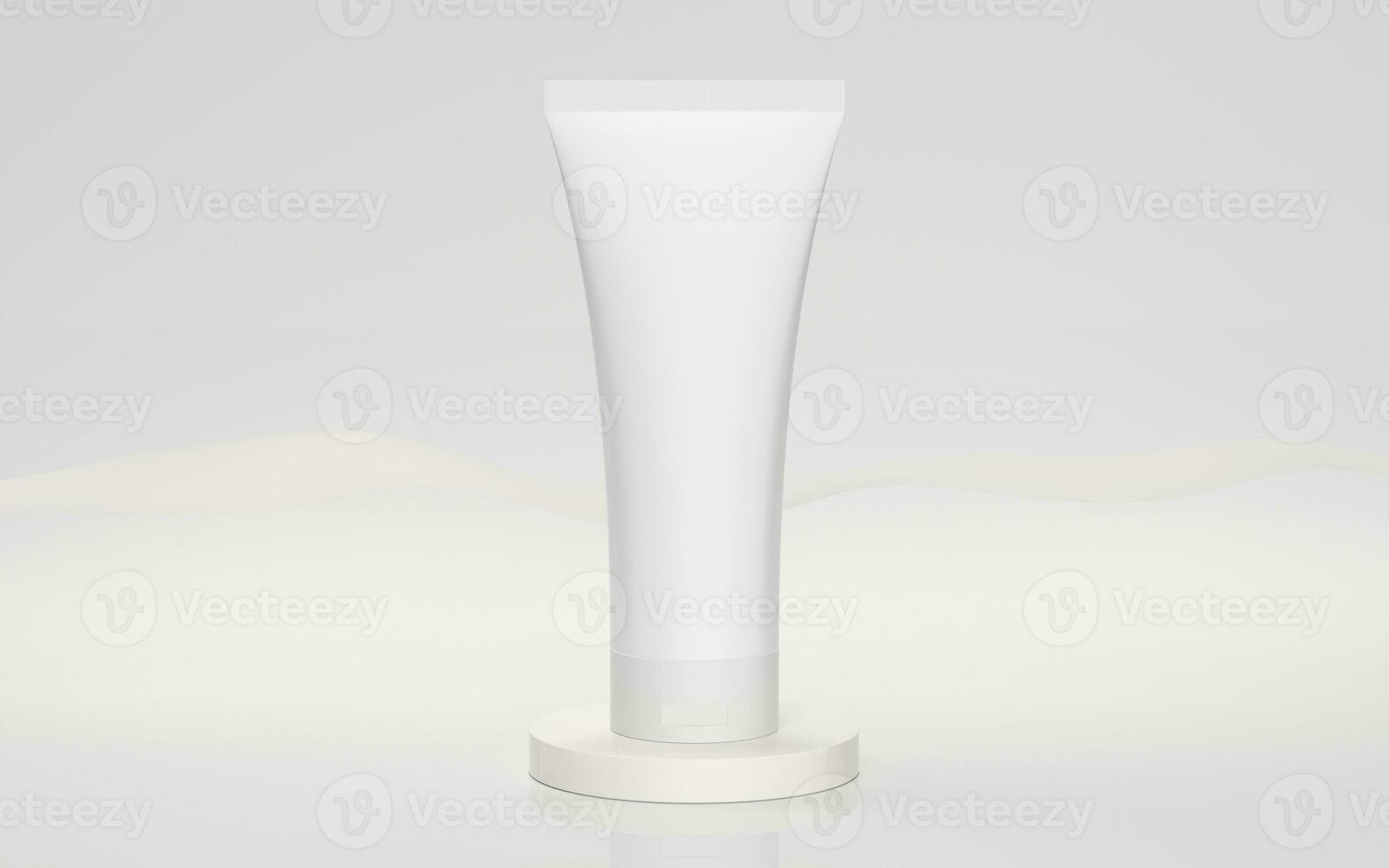 blanco cosmético botella con blanco fondo, 3d representación. foto