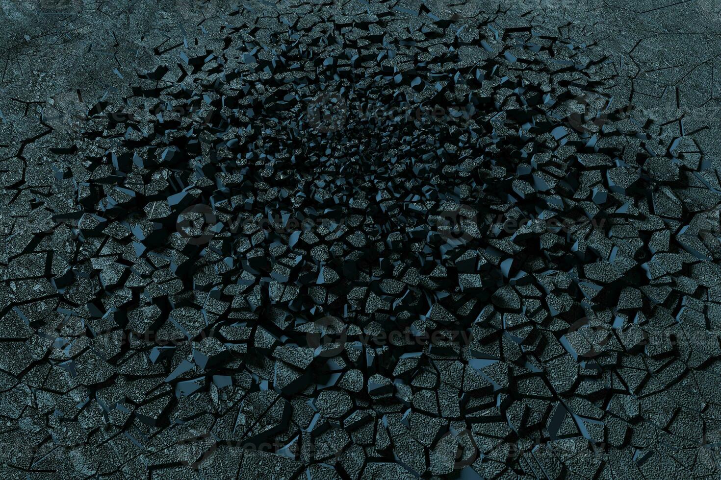 Crack clay, black desert, 3d rendering. photo
