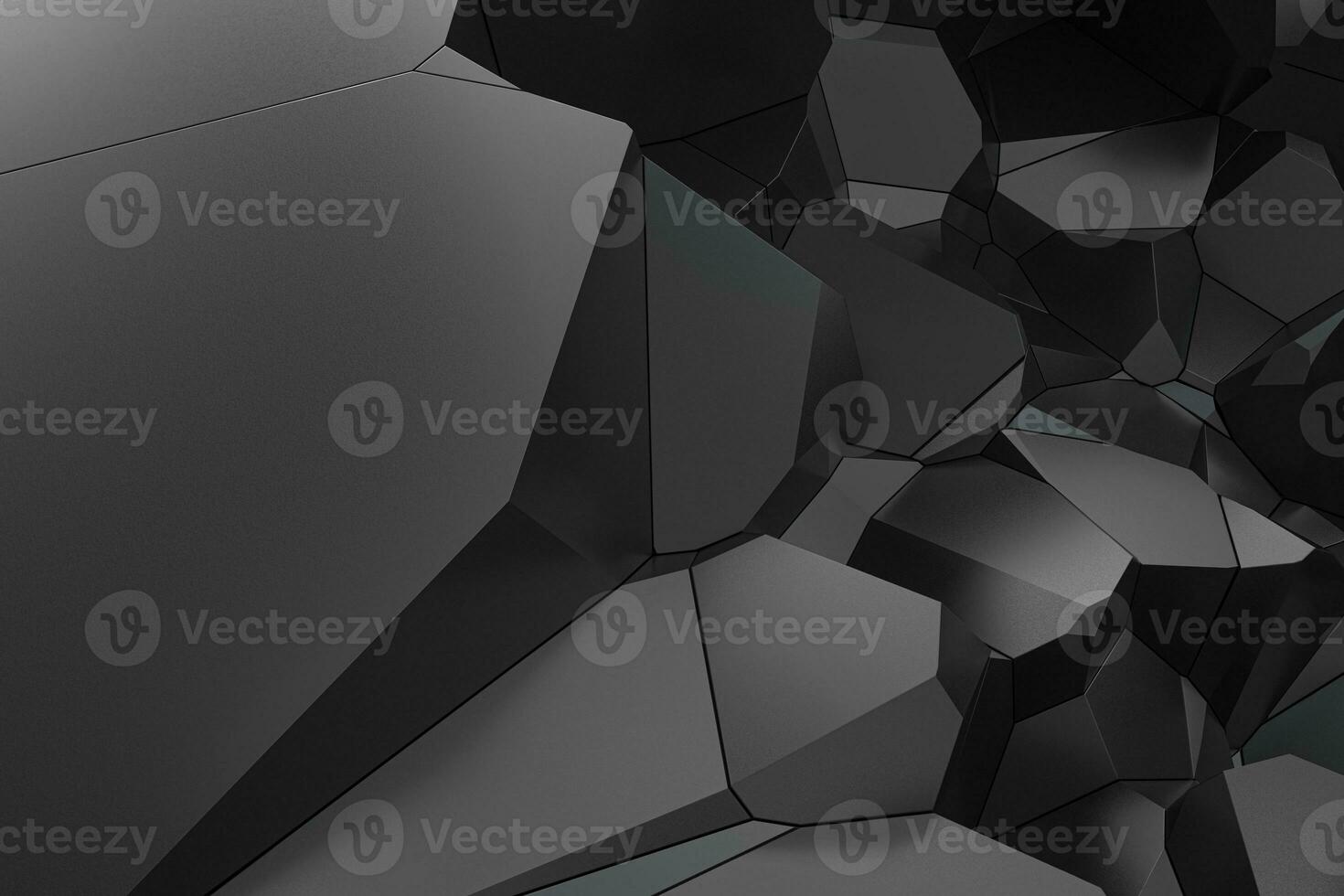 Crack hole on the dark metal wall, 3d rendering. photo