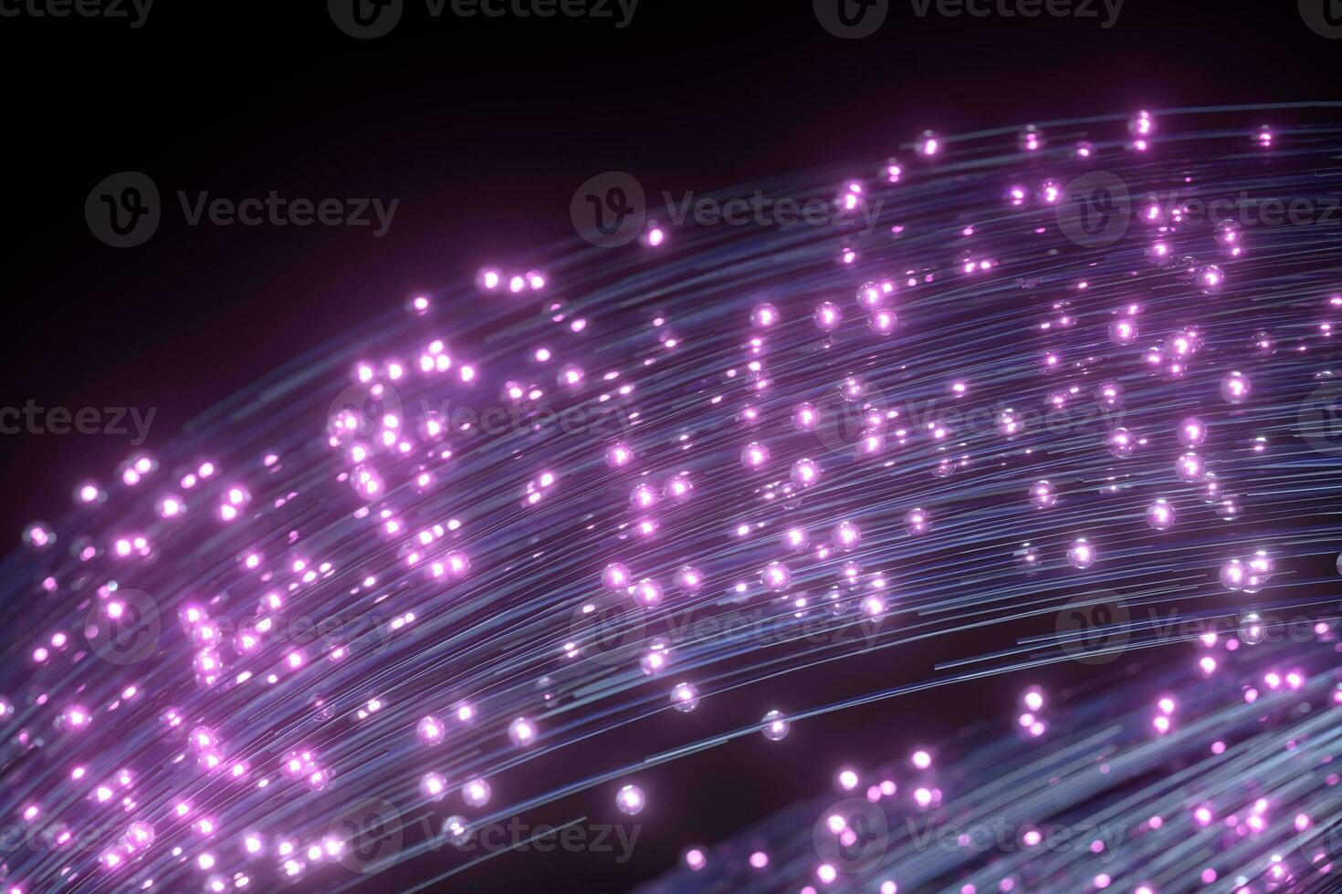 Glowing purple particles and motion lines, 3d rendering. photo