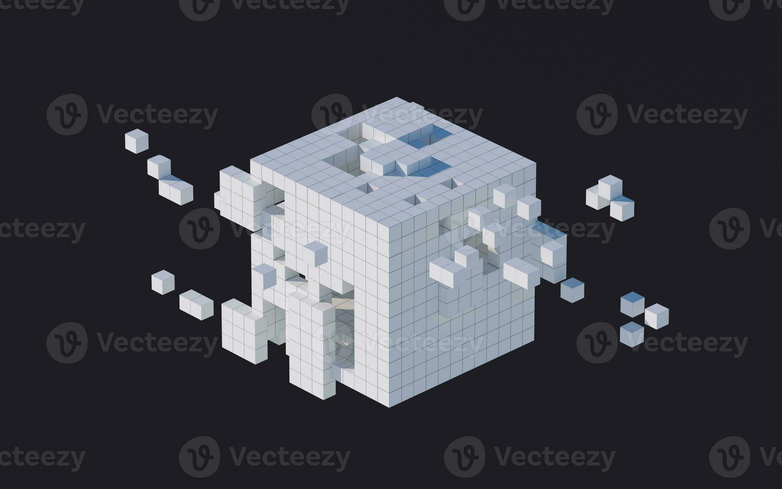 White cubes and materials with black background, 3d rendering. photo