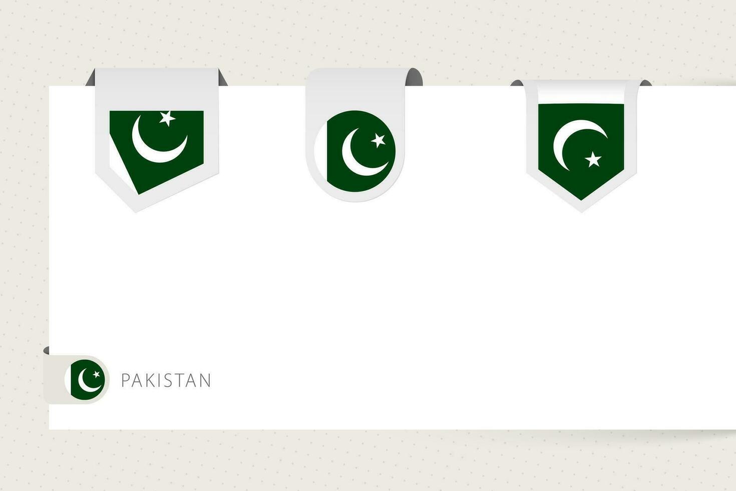 Label flag collection of Pakistan in different shape. Ribbon flag template of Pakistan vector