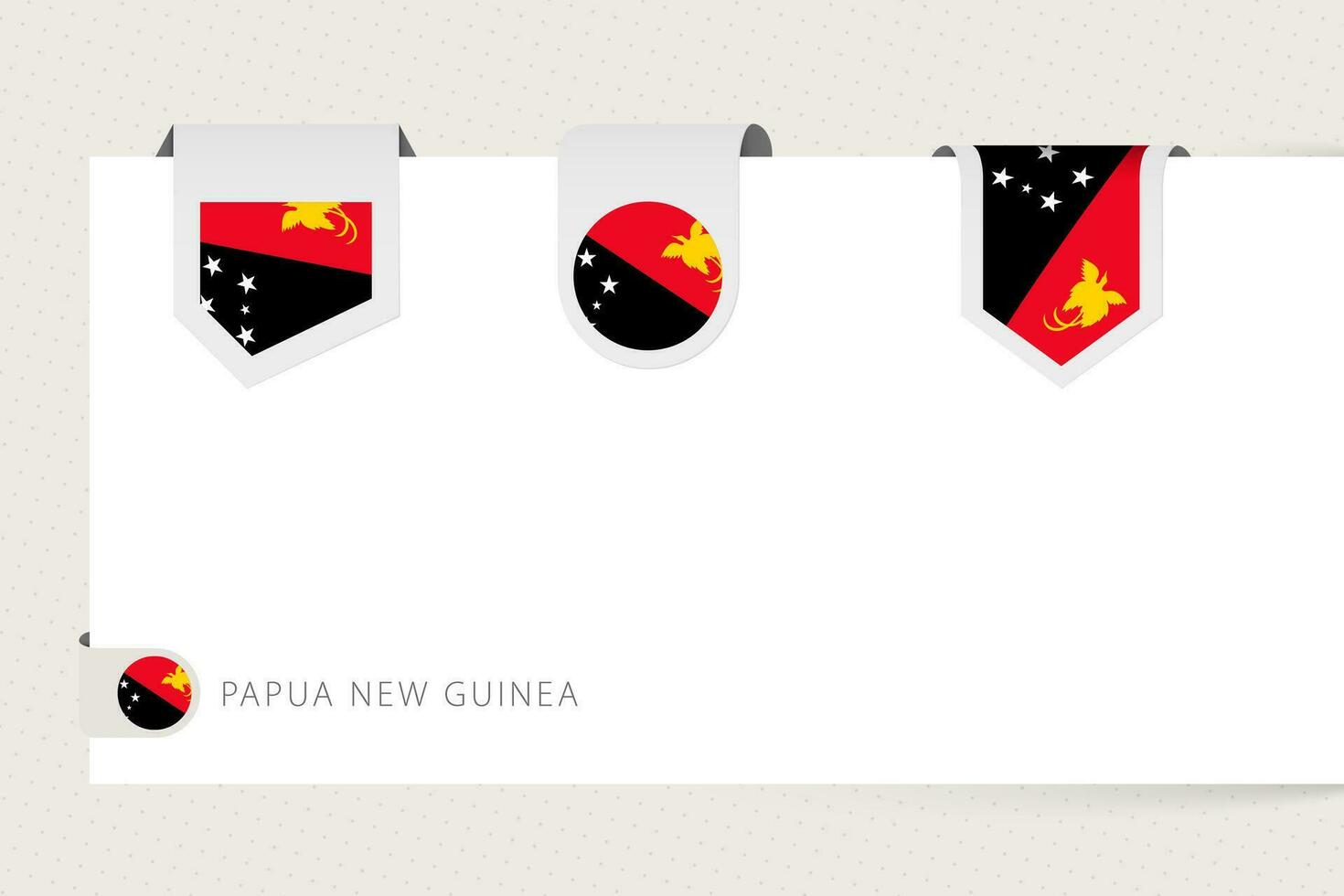 Label flag collection of Papua New Guinea in different shape. Ribbon flag template of Papua New Guinea vector