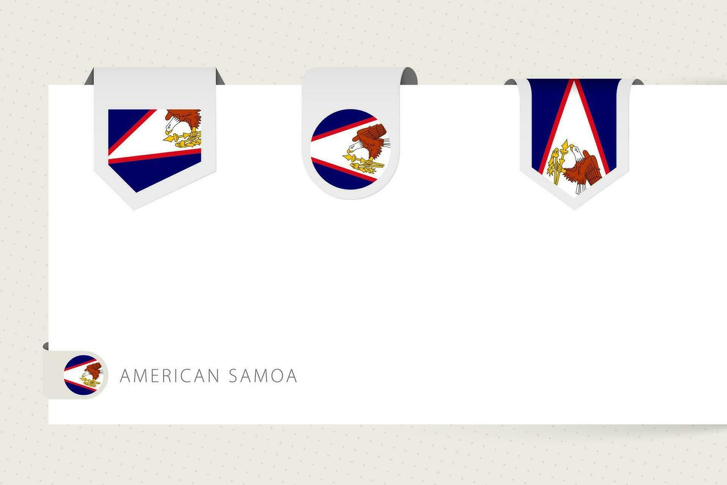 Label flag collection of American Samoa in different shape. Ribbon flag template of American Samoa vector