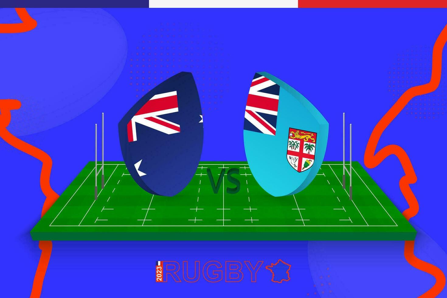 Rugby team Australia vs Fiji on rugby field. Rugby stadium on abstract background for international championship. vector