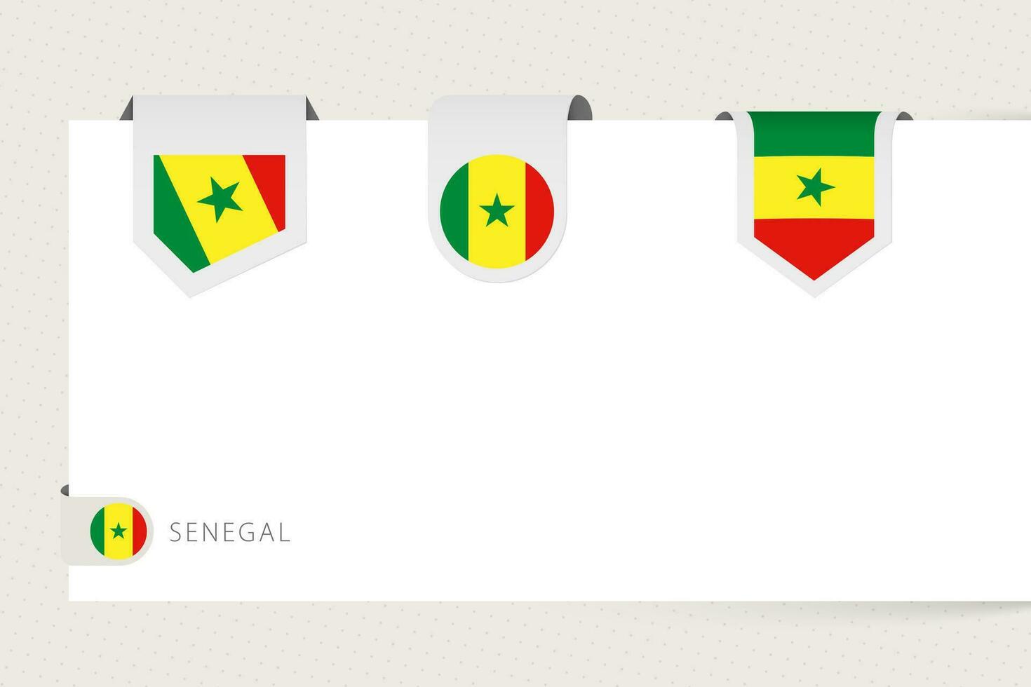 Label flag collection of Senegal in different shape. Ribbon flag template of Senegal vector