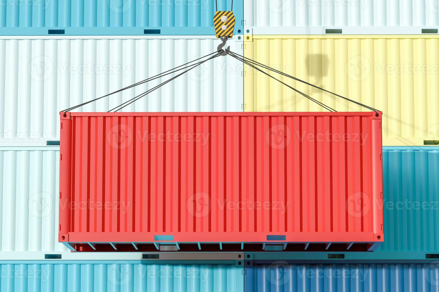 Container and weight,logistics and transmission,3d rendering. photo