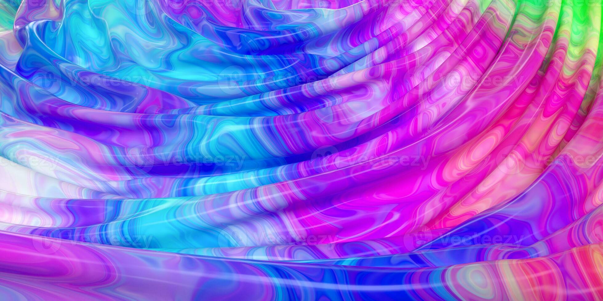 Wave colorful painting pattern with fabric background, 3d rendering. photo